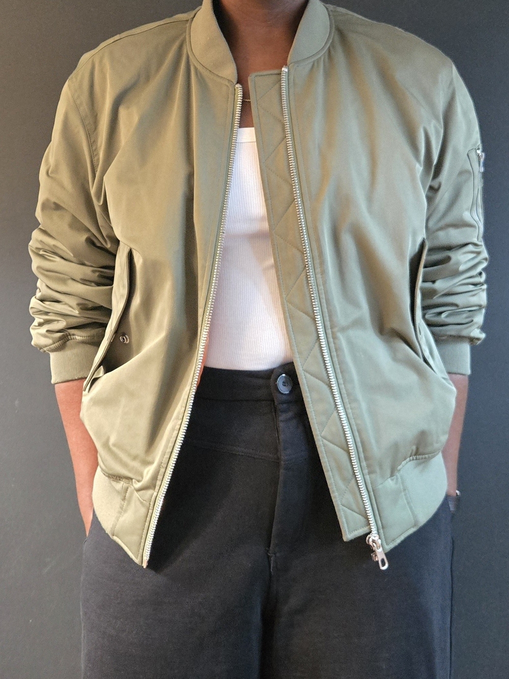 mango | oversized jacket bomber | crew neck | olive | us xxl